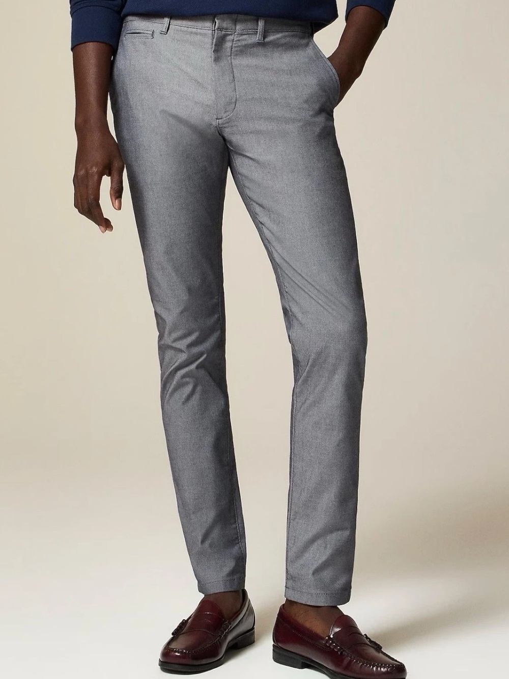 $128 J.Crew Men’s 484 Slim-fit tech oxford pants Black White Oxford Size